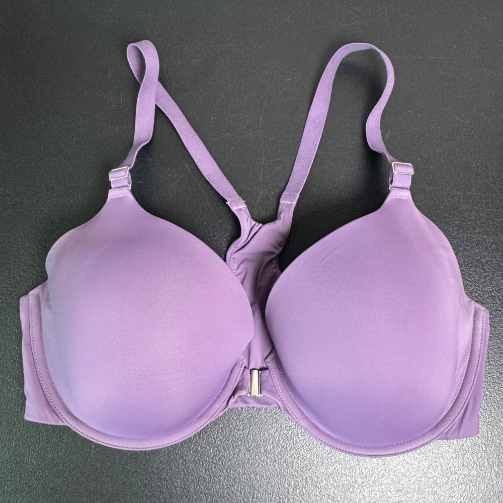 Soma Memorable Front-Close Racerback Bra Purple 38D Underwire Seamless
